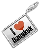 FotoCharms "I Love Bangkok" region: Thailand, Asia" - Charm with Lobster Clasp For Charms Bracelet. Handmade in Germany