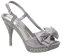 Evening High Heel Rhinestone Party Dress Slingback Peep Toe Sandals Gray , 5-10
