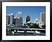 Brisbane Skyline, Tug and Barge on River Framed Art Poster Print, 31x25