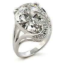 Isady - Anaelle - Bague femme - Anneau rhodie - solitaire cabochon - Oxyde de zirconium transparent - T 50