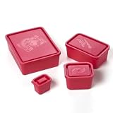 Bento Buddies 2.0 B650-red X-Large, Large, Medium and Small Dip Lidded Containers, Red, Set of 4