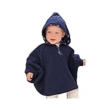beauty factory リバーシブル タイプ フード 付き パーカー ベビー ポンチョ 子供 用 選べる 3色 (S(80~90), ネイビー)