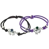 Brown and Purple Knotted Bracelets with Octopus Charm and Color Changing Gem - Sold as a Set of 2