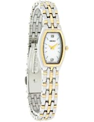 Seiko Womens SUJG16 Dress Two-Tone Solid Stainless-Steel Case and Bracelet 2 Diamonds White Mother-of-Pearl Dial Watch