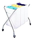 3 Compartment Laundry Hamper With Canvas Bag