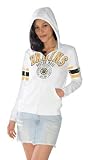 Boston Bruins Women's White Vintage Striped Full-Zip Hooded Sweatshirt