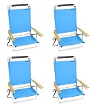 5 pos. Low Seat / LayFlat Aluminum Beach Chair Light Blue - 4 chairs