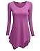 Doublju V-Neck Tunic Handkerchief Longline Tunic T-Shirt Dress Top for Women with Plus Size Lilac Medium