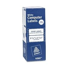 Avery 4060 Dot matrix printer white addressing labels, 3-1/2 x 1-7/16, 1 across, 5000/box