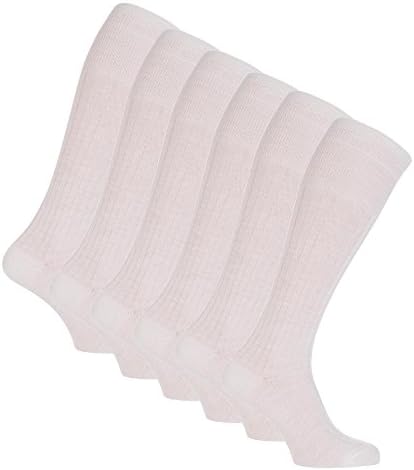 6 Pairs of Italian Men's Knee High Ribbed Wool Rich Socks 5 colors 8-10 usa (Cream)