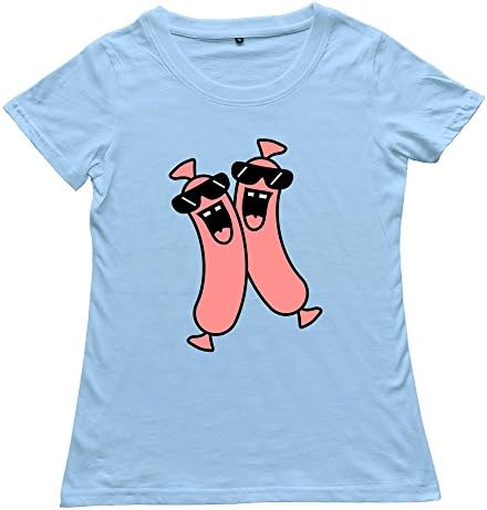 Female Cool Sausages Wear Sunglasses Custom Vintage Sky Blue Tshirt By RRG2G