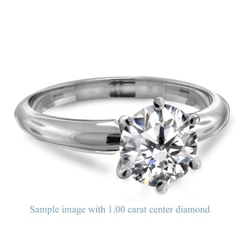 Six Prong Pre-Set Round Diamond Solitaire Ring In 18K White Gold ( Color H , Clarity SI2 ) (1/4 ct. t.w.)