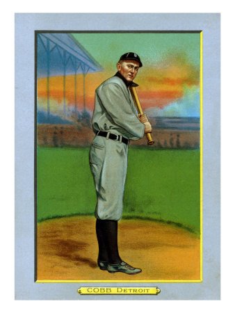 Detroit, MI, Detroit Tigers, Ty Cobb, Baseball Card Premium Poster Print, 12x16