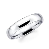 14K Wedding Band Men's 5MM Plain Comfort Fit White Gold Ring For Size 9.5