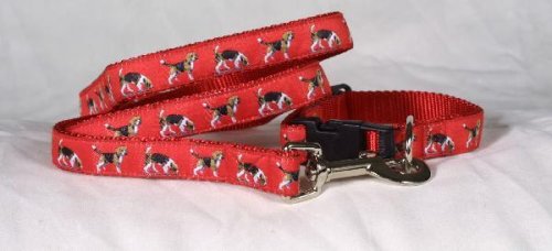 Designer Beagle Dog Leash - Red Beagle Leash - Four Feet Long - Made in USA