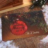Personalized Christmas Doormat - Red Ornament