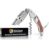 Premium Stainless Steel & Rosewood Waiters Corkscrew: All-in-one Wine Opener, Foil Cutter & Bottle Opener By HiCoup Kitchenware