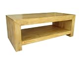 Homescapes - Dakota - Rectangular Coffee Table with Storage Shelf - Oak Finish - 100% Solid Mango Hard Wood - ( No Veneer ) Hand Crafted Furniture