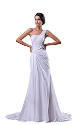 Backless Floor Length Chiffon/Silk One Shoulder Evening Dress 