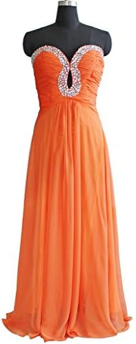 Oailiya Women's Crystals Formal Prom Bridesmaid Dress Size 10 Orange