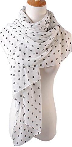 New Women's Black & White Polka Dot Scarf Soft Chiffon Scarves Long Wrap Shawl