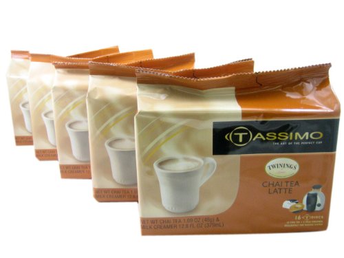 Tassimo T-Disk: Twinings Chai Latte T-Disc Pods (Case of 5 packages; 80 T-Discs Total)