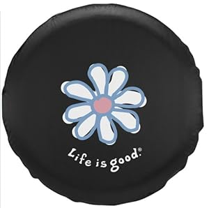 Life is Good Daisy Tire Cover, Black, 28-Inch