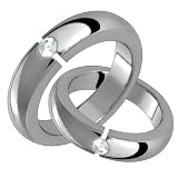 Bar Diamond Titanium Wedding Band Set
