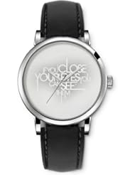 SPRAWL Aanalog Fashion Series Silver Ladies Watches of Genuine Black Leather Strap,Unique Wrist Watch for Women Girls Designed with If you close your eyes you can see them