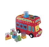 ELC SHAPE SORTING DOUBLE DECK RED LONDON BUS FUN COLOURED ACTIVITY BLOCKS 6M+
