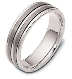 6.5mm Titanium & 18 Karat White Gold Double Stripe Wedding Band Ring