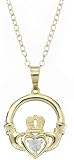 DiAura 14k Gold Plated Silver Diamond-Accent Claddagh Pendant