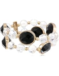 Napier "Shimmery Shine" Gold-Tone Jet Double Stretch Bracelet, 2.25"