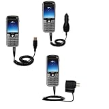 Deluxe Kit for the O2 XPhone II includes a USB cable with Car and Wall Charger - Gomadic Brand w/ TipExchange Technology