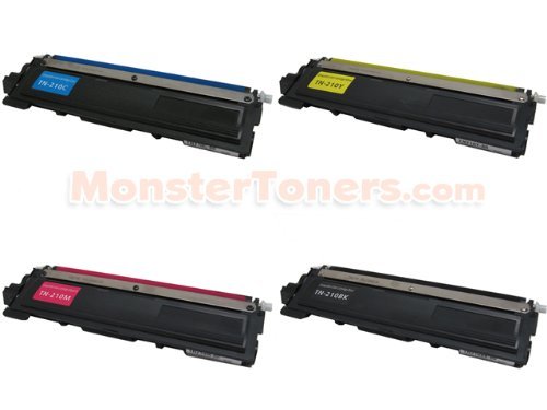 4-Pack Brother TN210BK, TN210C, TN210M, TN210Y Remanufactured Color Toner Cartridge Set for HL-3040CN, HL-3070CW, MFC-9010CN, MFC-9120CN, MFC-9320CW Series (1 Black, 1 Cyan, 1 Magenta, 1 Yellow) - TN210
