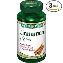 Nature's Bounty Cinnamon 1000mg, 100 Capsules (Pack of 3)