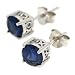 Jewelry : Sterling Silver 6mm Round Simulated Sapphire Stud Earrings by Charles Winston