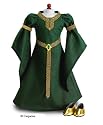 Celtic Princess Doll Dress and Gold Slippers, Christmas Doll Clothes fits 18 inch American Girl