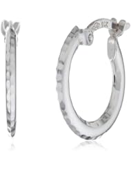 14k White Gold D-Cut Hoop Earrings