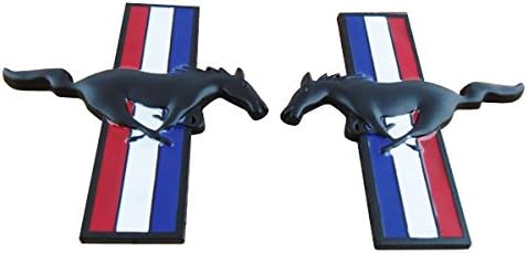 2pcs Auto Black Metal Running Horse pony for Mustang Fender Emblem Badge Sticker