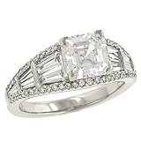 Tapered Baguette/Pave Diamond Eng. Ring.91cttw (CZ ctr