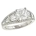 Tapered Baguette/Pave Diamond Eng. Ring.91cttw (CZ ctr