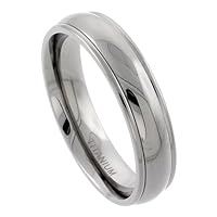 Titanium 6 mm (1/4 in.) Domed Comfort Fit Wedding Band Ring w/ Raised Edges(Available in Sizes 7 to14), size 9.5