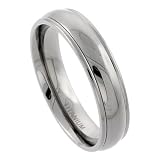 Titanium 6mm Domed Wedding Band Ring Raised Edges Comfort-fit, size 10 (Jewelry)