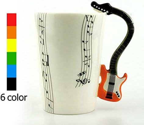 Novelty Music Staff Multicolor Electric Guitar Coffee Milk Ceramic Mug Cup Best Gift (Orange)