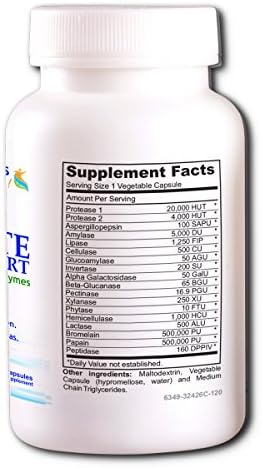 Complete Enzyme Support-Full Spectrum Natural Plant Based Digestive Enzymes-120 Veg Caps-Your Satisfaction Guaranteed