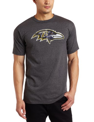 NFL Men's Baltimore Ravens Vintage Logo III Short Sleeve Basic Tee (Dark Heather Gray, Large)