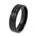 Black Plated Grooved Polished Titanium Ring (6.0 mm) - Sizes 8-13