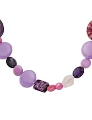 Sterling Silver 26in Jade/Lepidolite/Rose Quartz/Covered Wood Ring Necklace