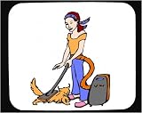 Mouse Pad with body, individuals, individual, humans, woman, vacuuming, person, cleaning, human, persons, cat, people, pet